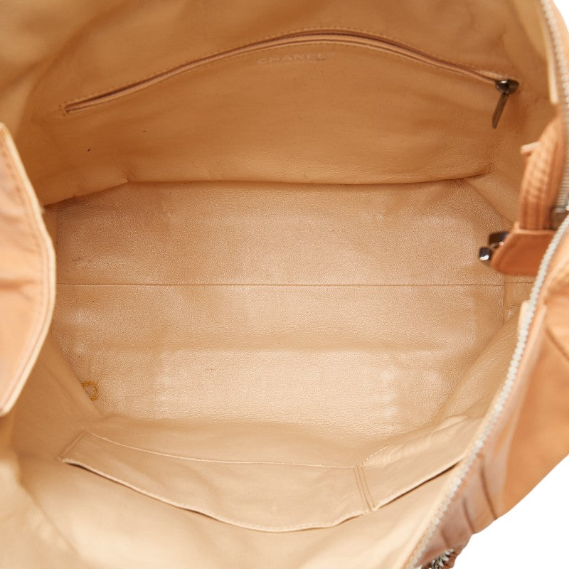 Chanel Leather Coco Mark Tote Bag Beige Brown