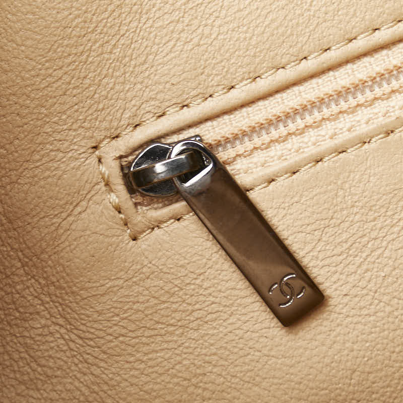 Chanel Leather Coco Mark Tote Bag Beige Brown