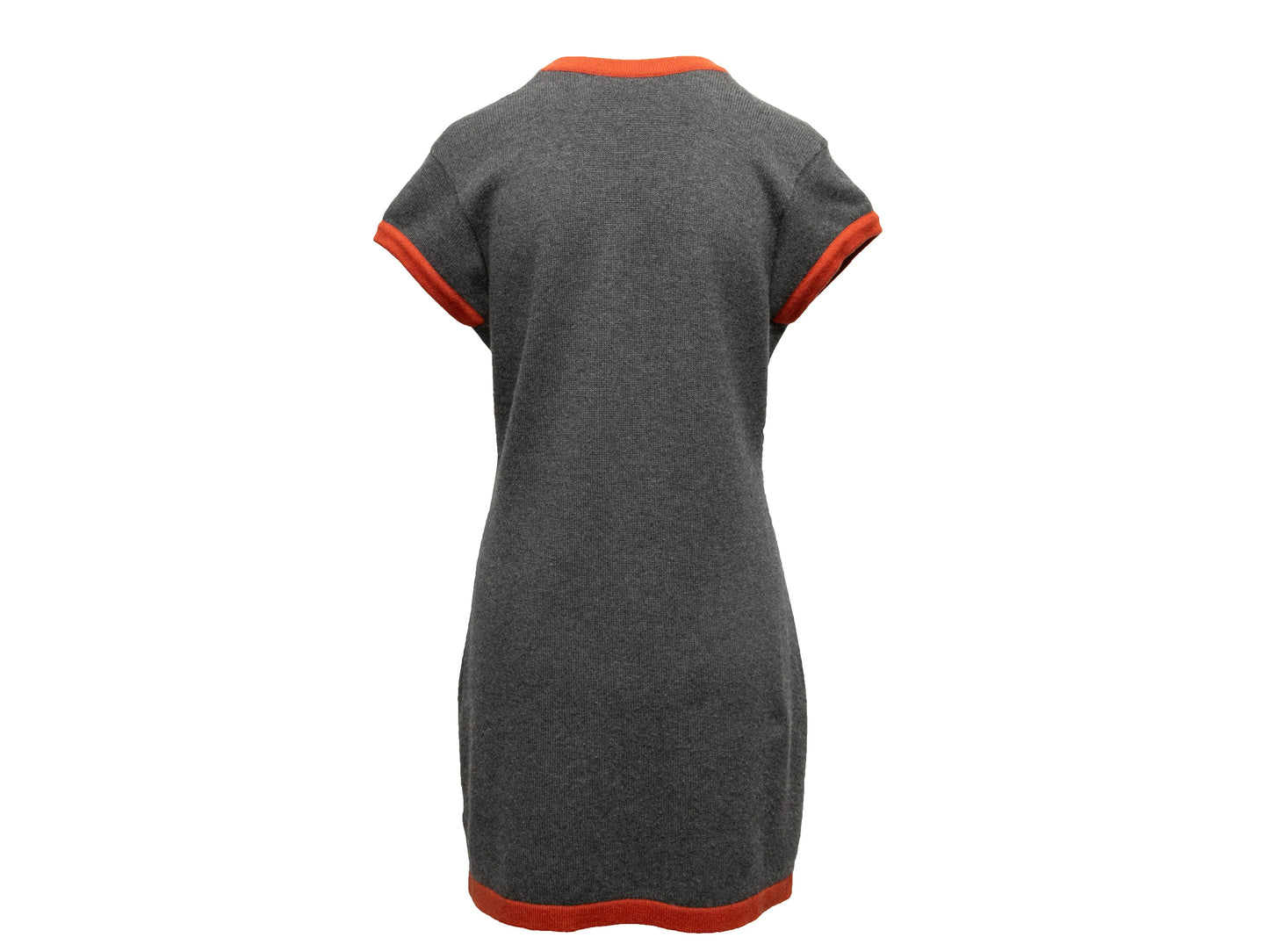 Grey & Orange Chanel Cashmere Knit Dress Size US L