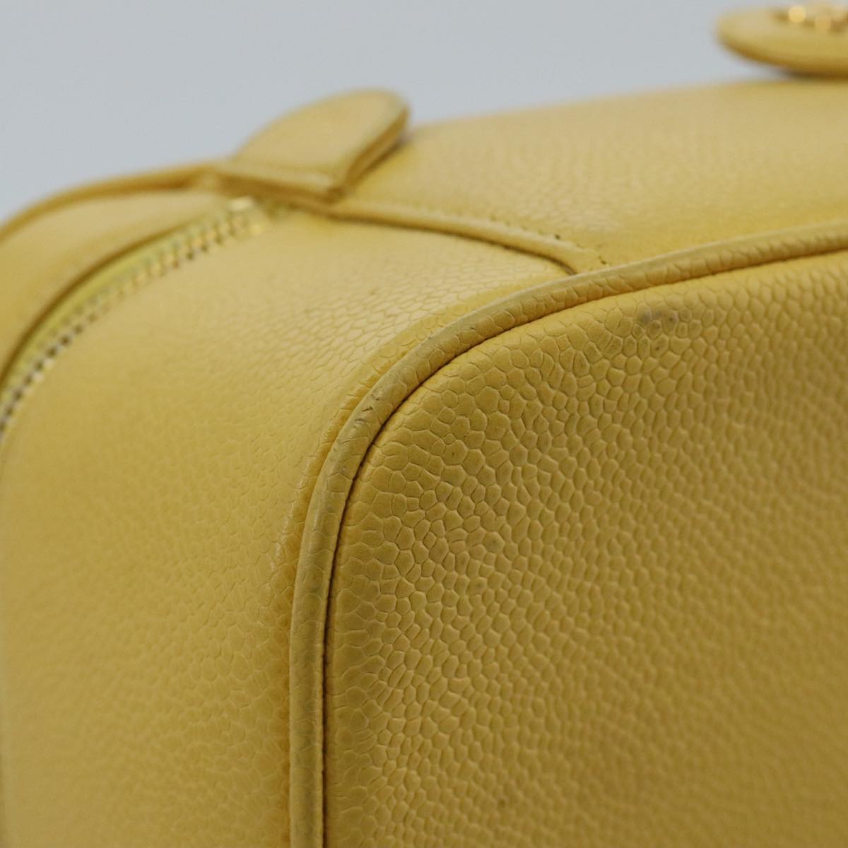 CHANEL Vanity COCO Mark Pouch Caviar Skin Yellow Gold CC 100001