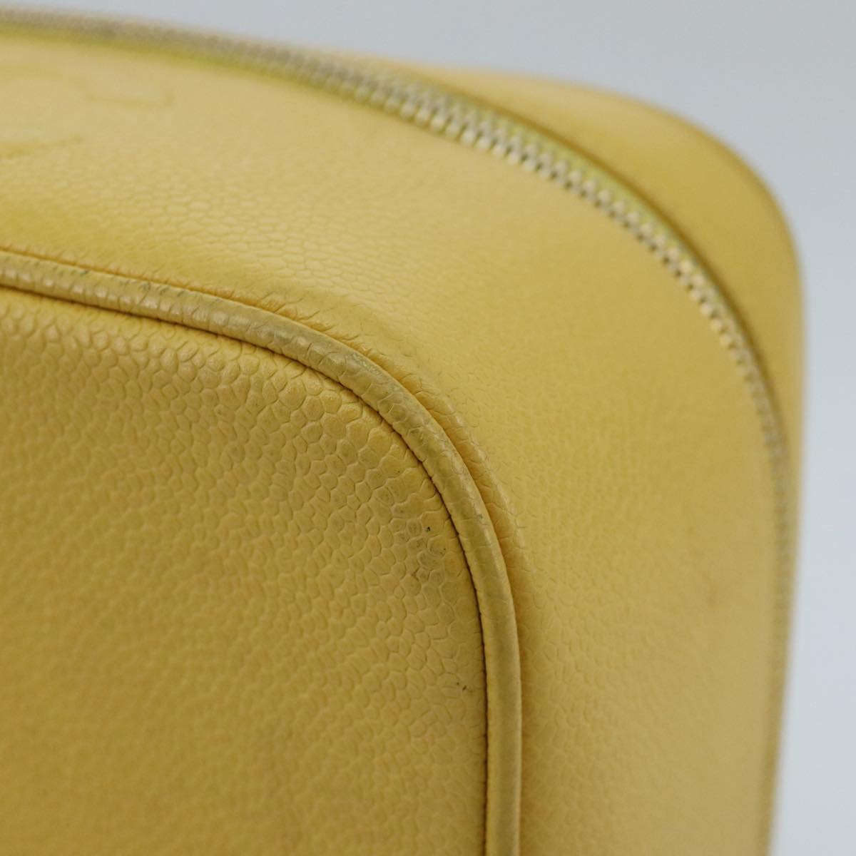 CHANEL Vanity COCO Mark Pouch Caviar Skin Yellow Gold CC 100001