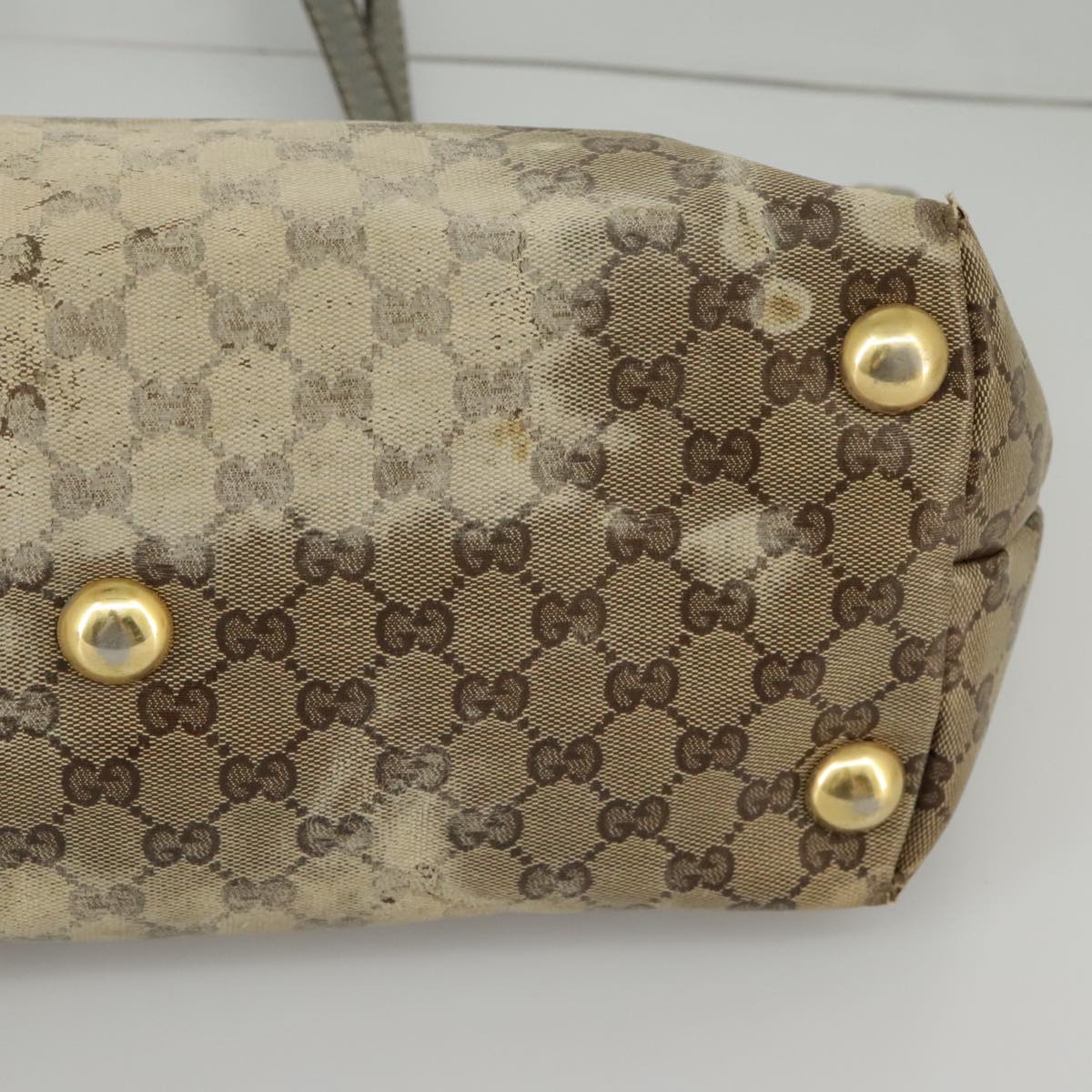 GUCCI GG Crystal Tote Bag Beige Gold 207291 100022