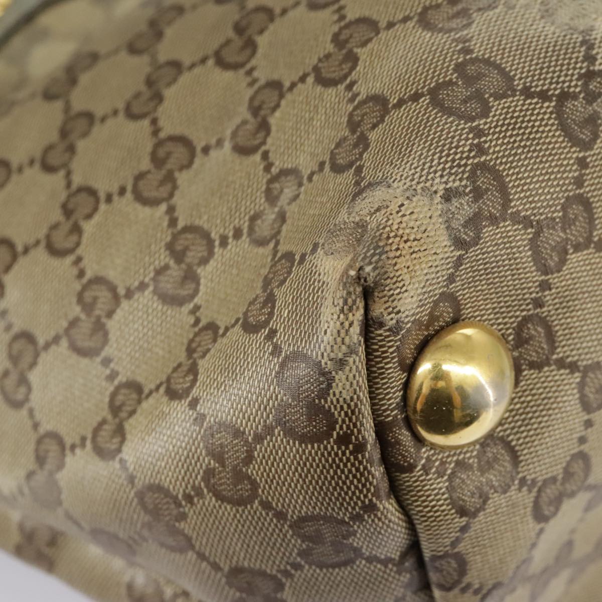 GUCCI GG Crystal Tote Bag Beige Gold 207291 100022