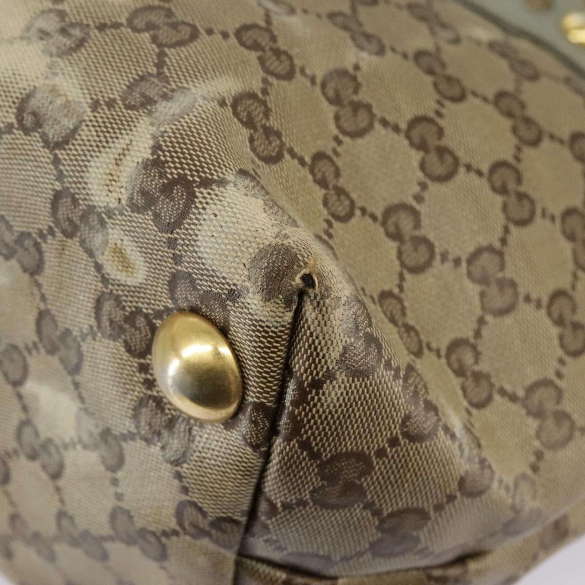 GUCCI GG Crystal Tote Bag Beige Gold 207291 100022