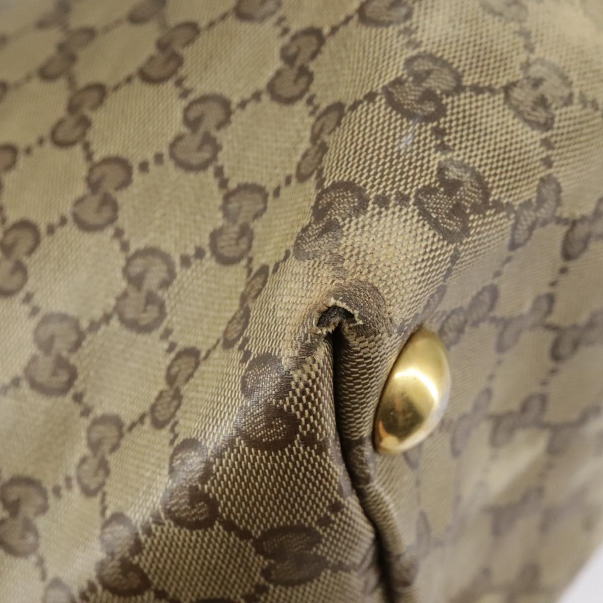 GUCCI GG Crystal Tote Bag Beige Gold 207291 100022