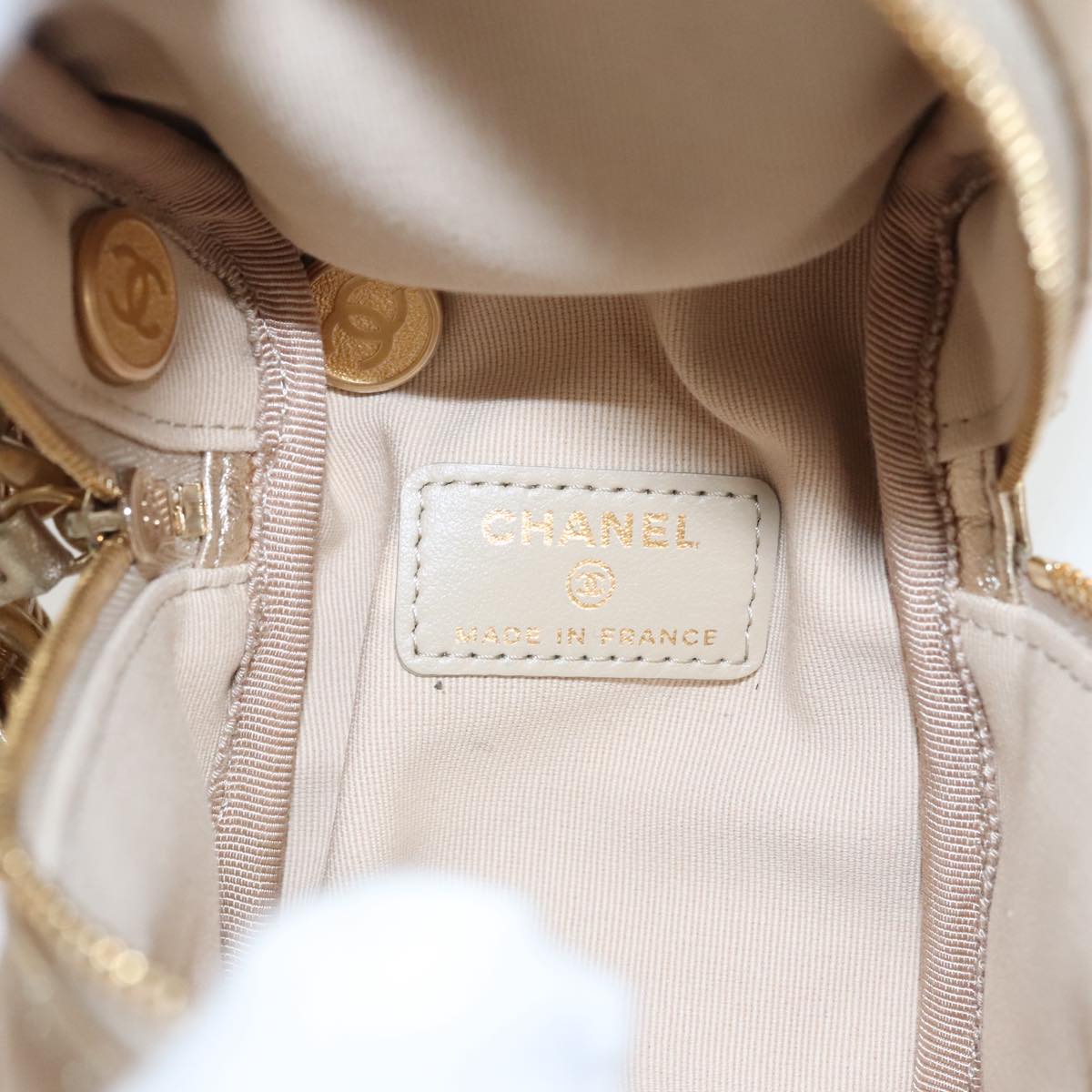 CHANEL Matelasse Chain Hand Bag Lamb Skin Gold CC 100060A