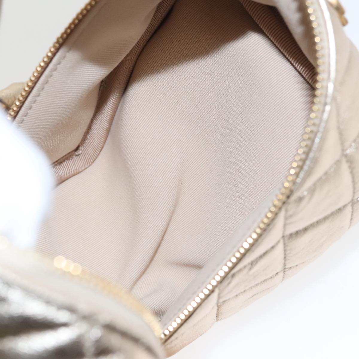 CHANEL Matelasse Chain Hand Bag Lamb Skin Gold CC 100060A