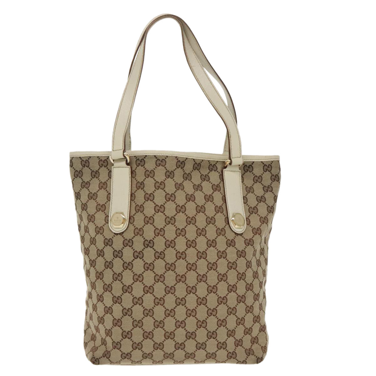 GUCCI GG Canvas Tote Bag Beige Gold 153009 100143