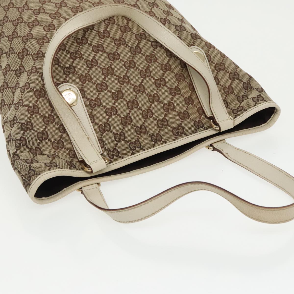 GUCCI GG Canvas Tote Bag Beige Gold 153009 100143