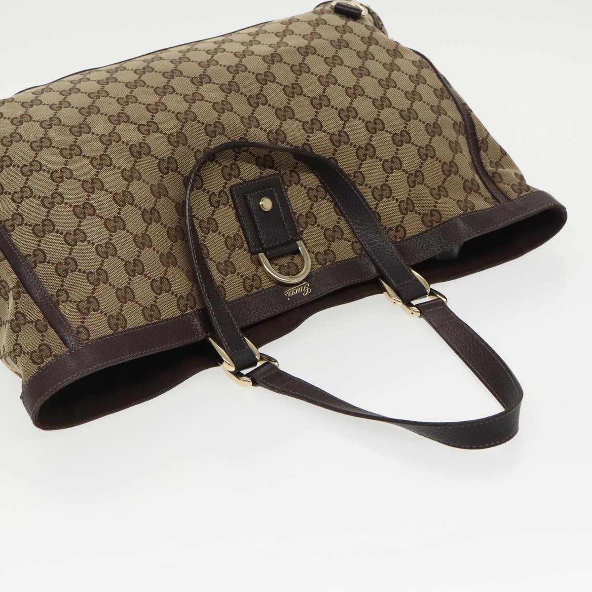 GUCCI GG Canvas Tote Bag Beige Gold 141472 100144