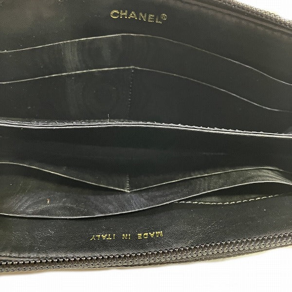 Chanel Caviar Skin Coco Mark Long Wallet