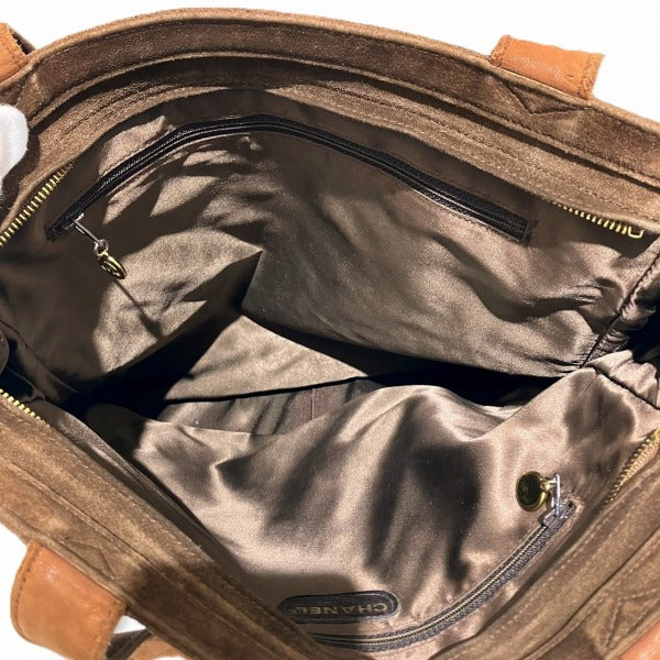 Chanel Suede Brown Shoulder Tote Bag