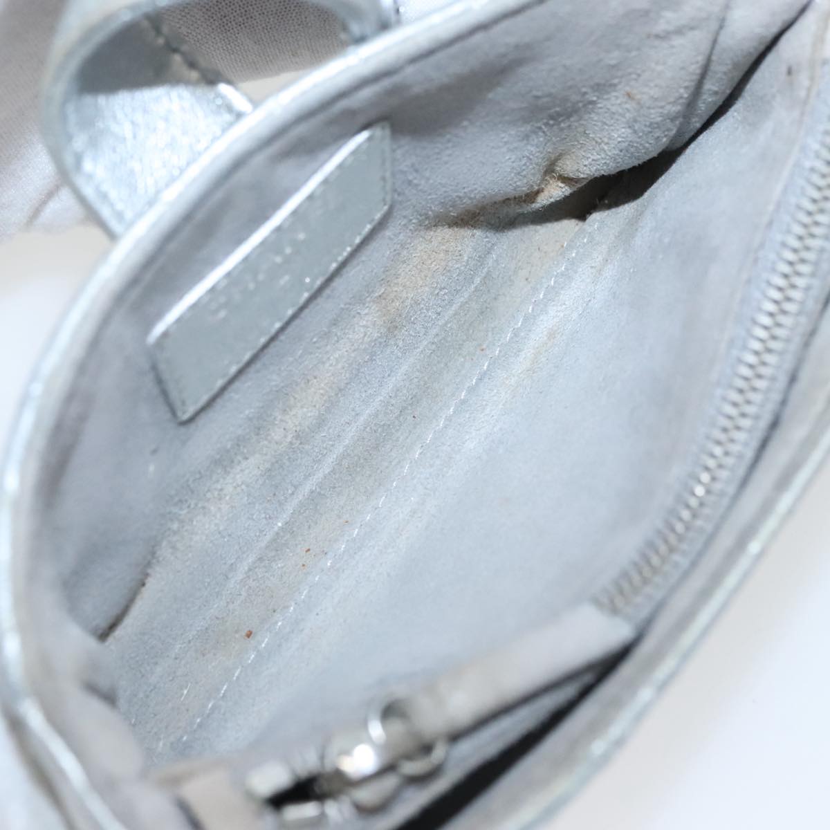 CHANEL Pouch Lamb Skin Silver CC 100726