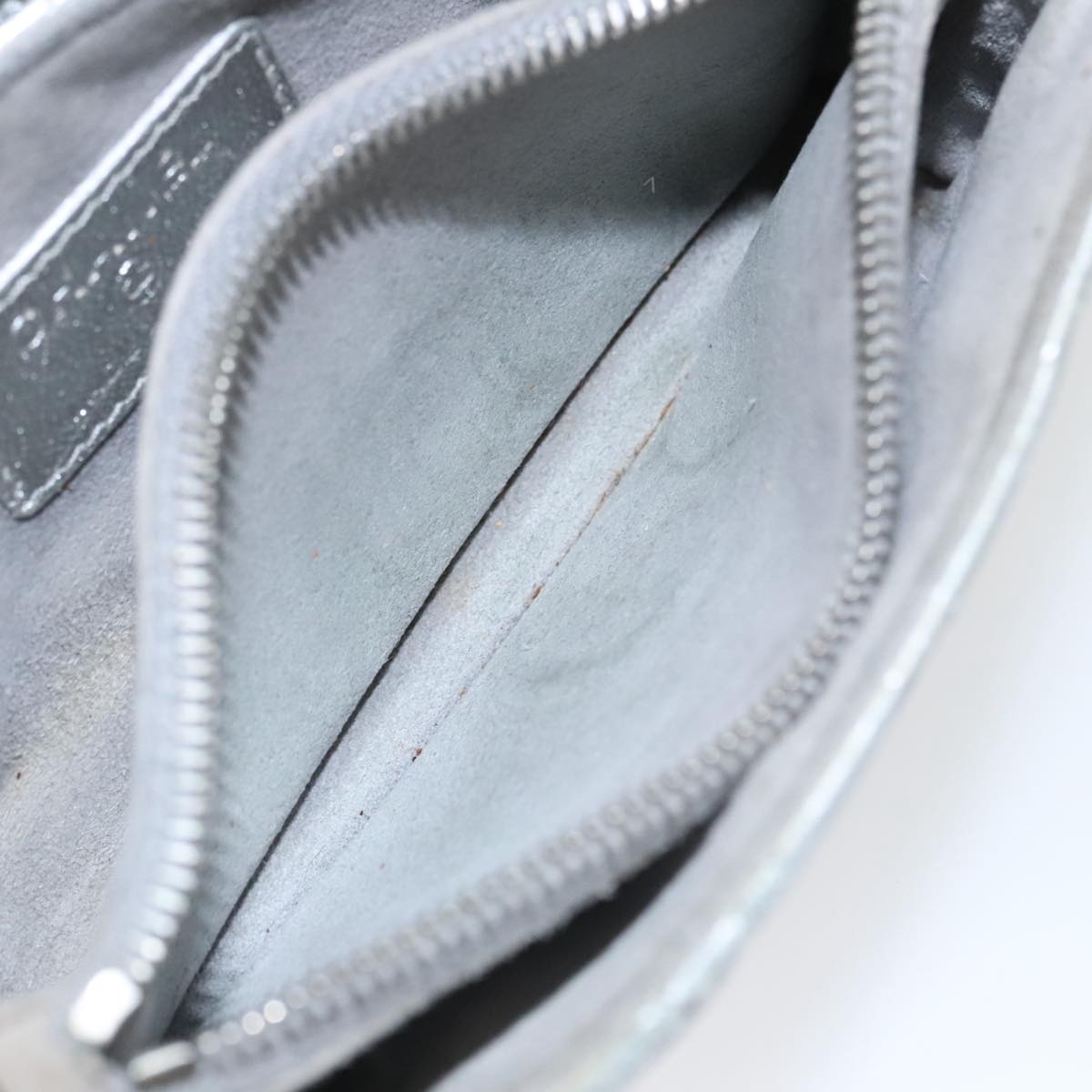 CHANEL Pouch Lamb Skin Silver CC 100726