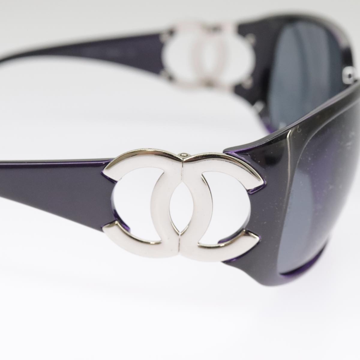 CHANEL Sunglasses plastic Black CC 101116