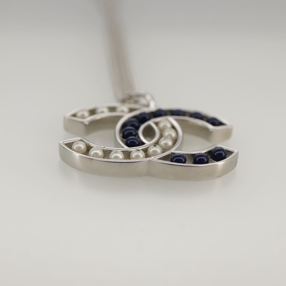 CHANEL Necklace metal Silver CC 101323A