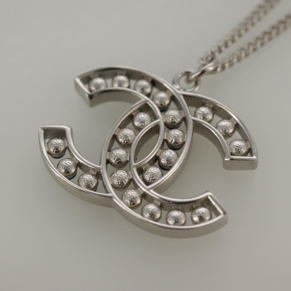 CHANEL Necklace metal Silver CC 101323A