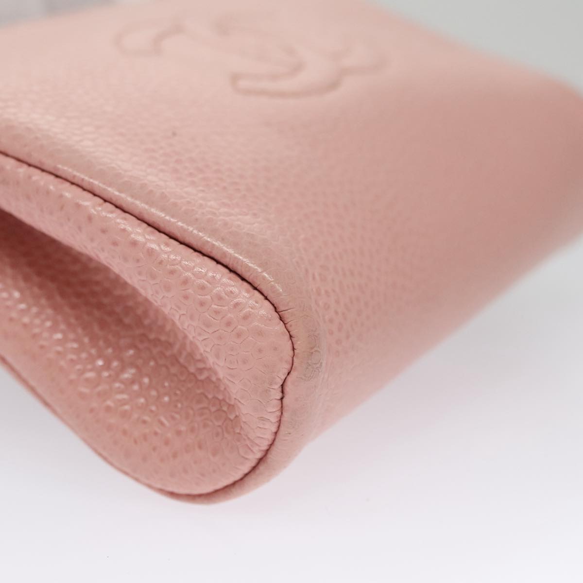 CHANEL Pouch Caviar Skin Pink Gold CC 101855