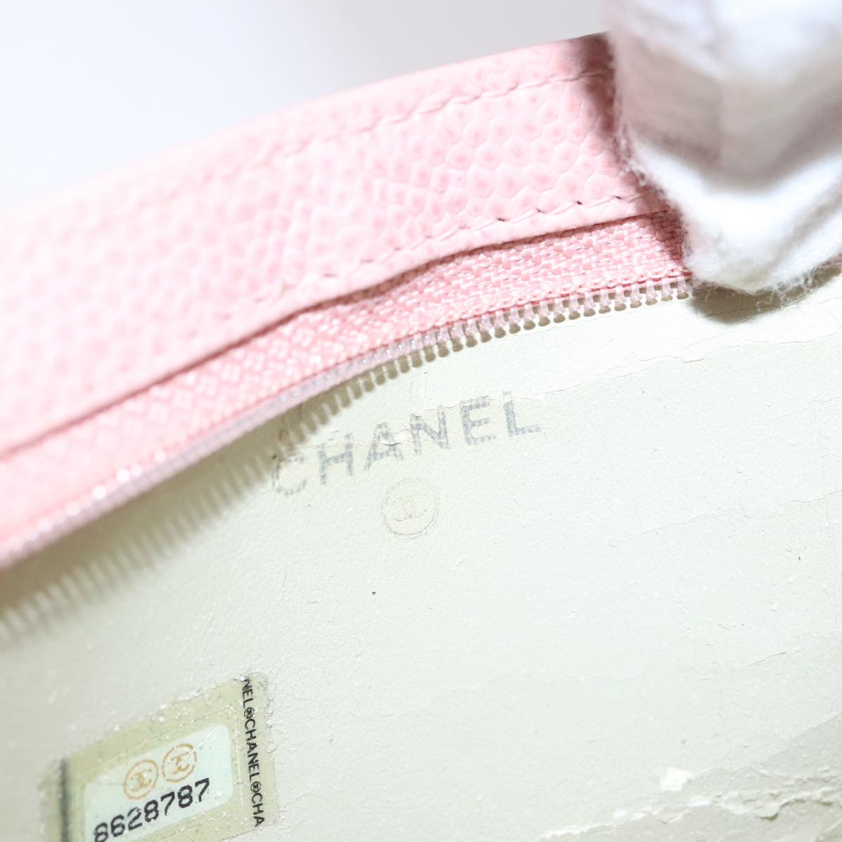 CHANEL Pouch Caviar Skin Pink Gold CC 101855