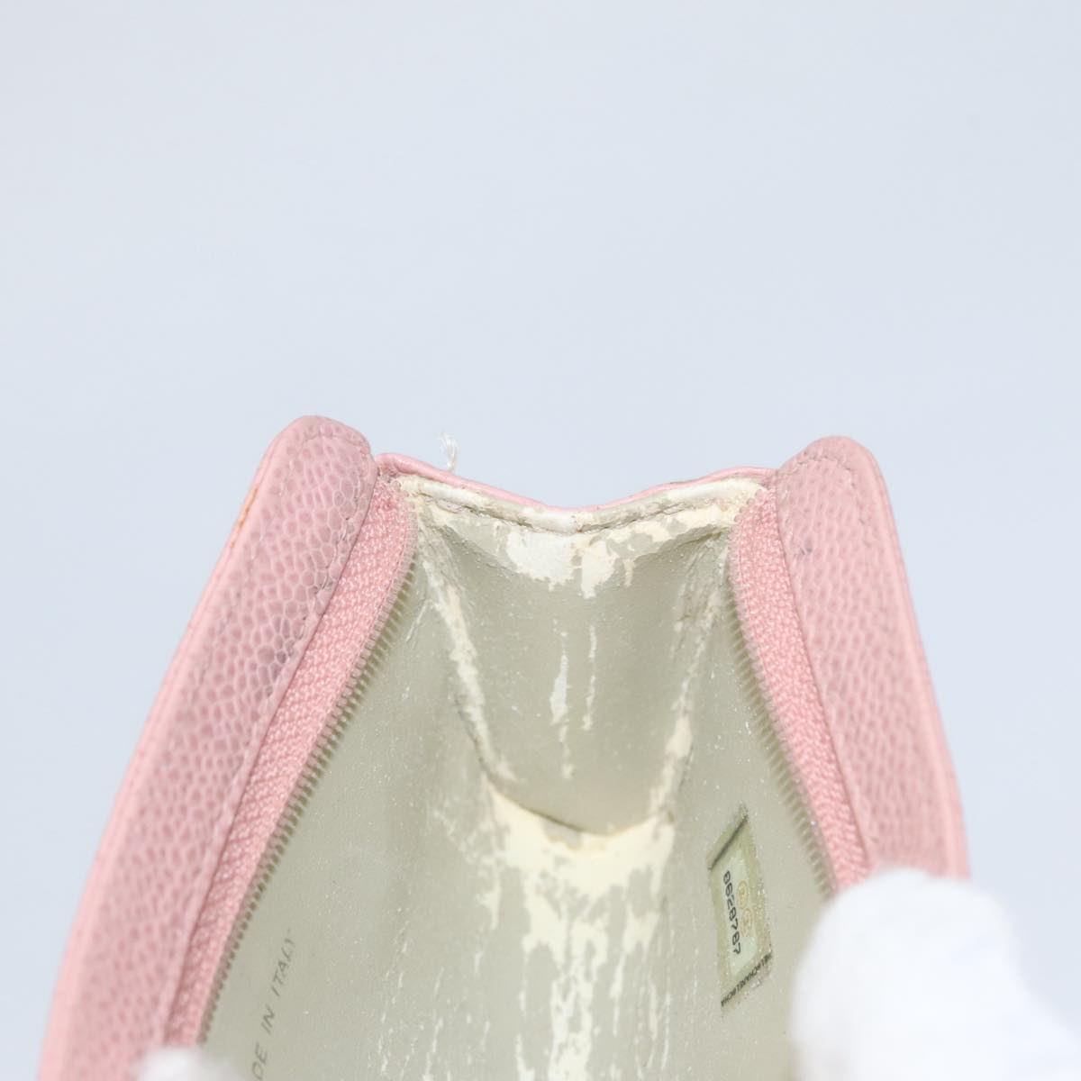 CHANEL Pouch Caviar Skin Pink Gold CC 101855