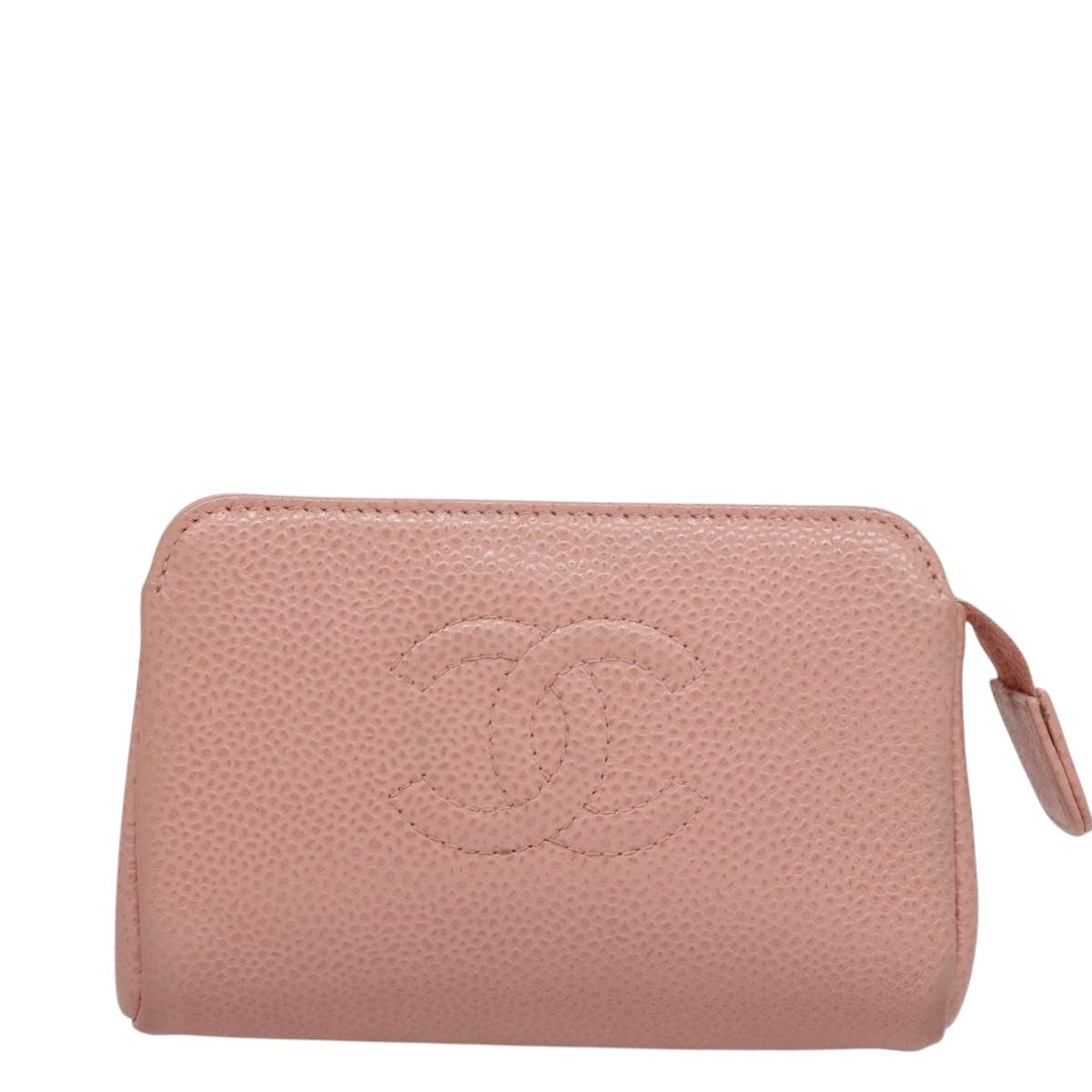 CHANEL Pouch Caviar Skin Pink Gold CC 101855