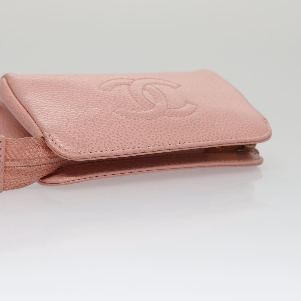 CHANEL Pouch Caviar Skin Pink Gold CC 101855