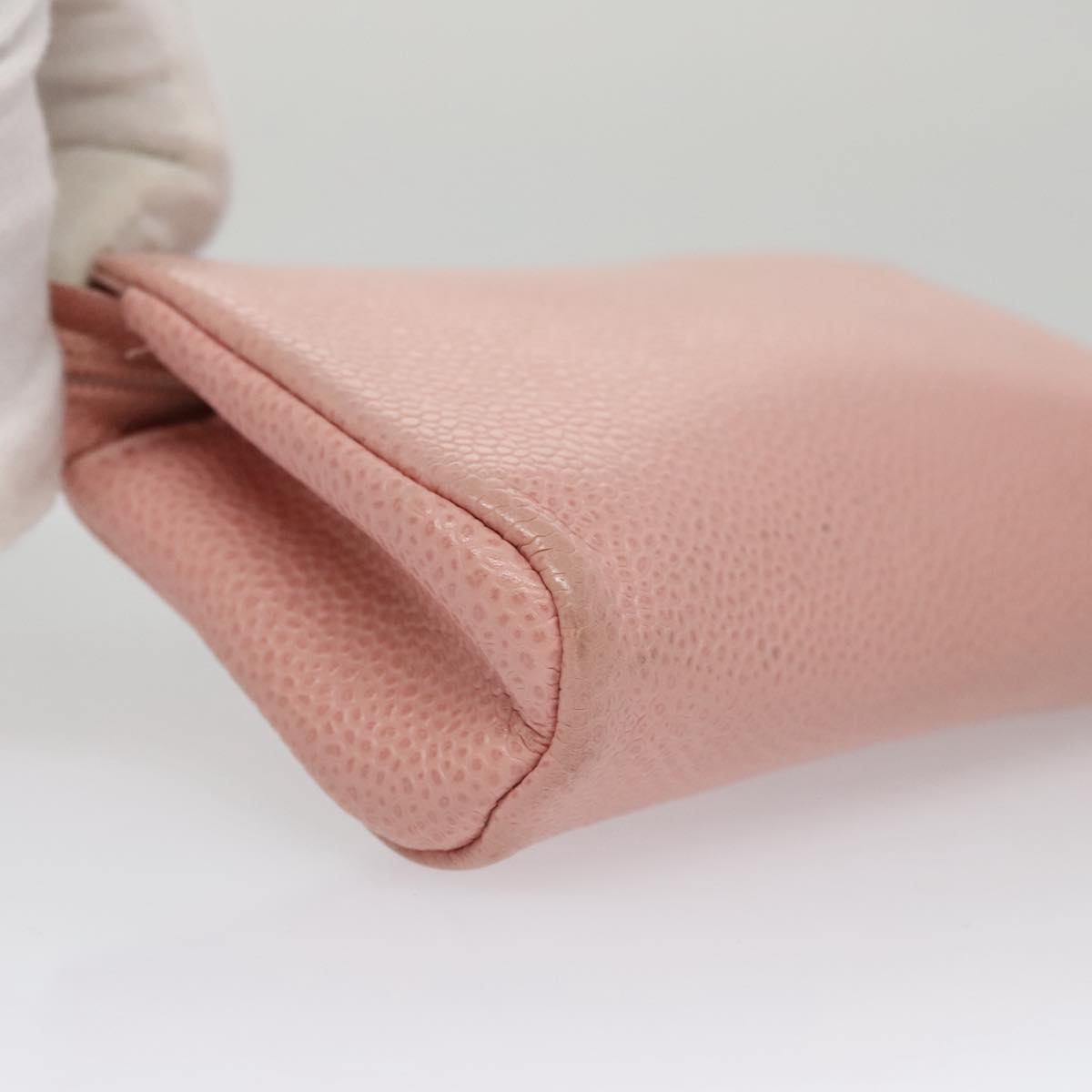 CHANEL Pouch Caviar Skin Pink Gold CC 101855