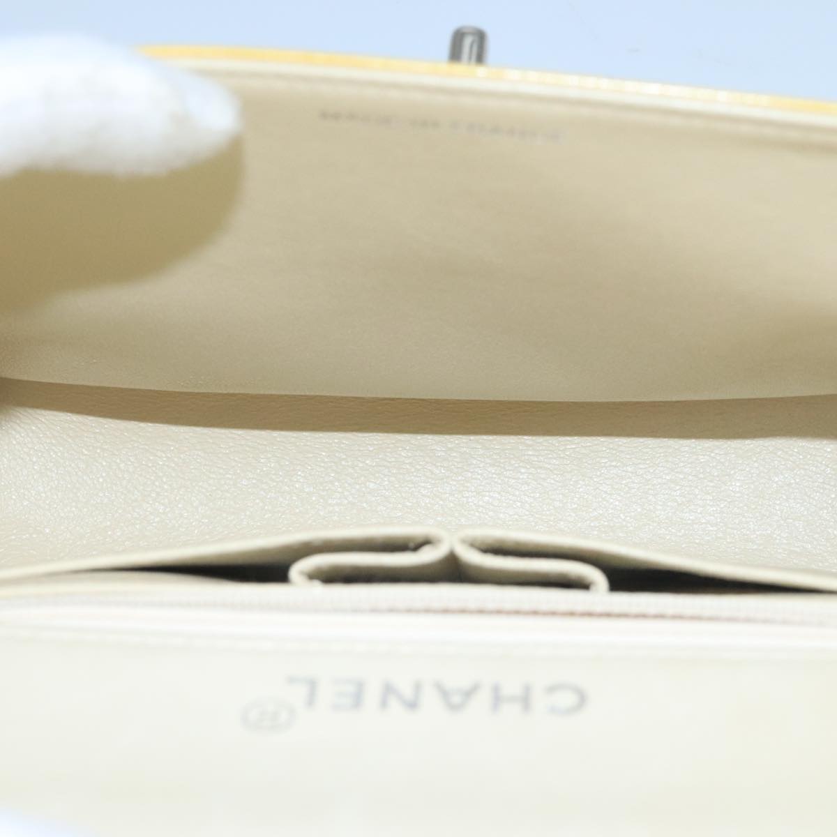 CHANEL Matelasse Hand Bag Patent leather Yellow CC 102023A