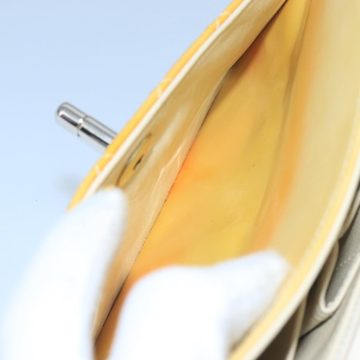 CHANEL Matelasse Hand Bag Patent leather Yellow CC 102023A