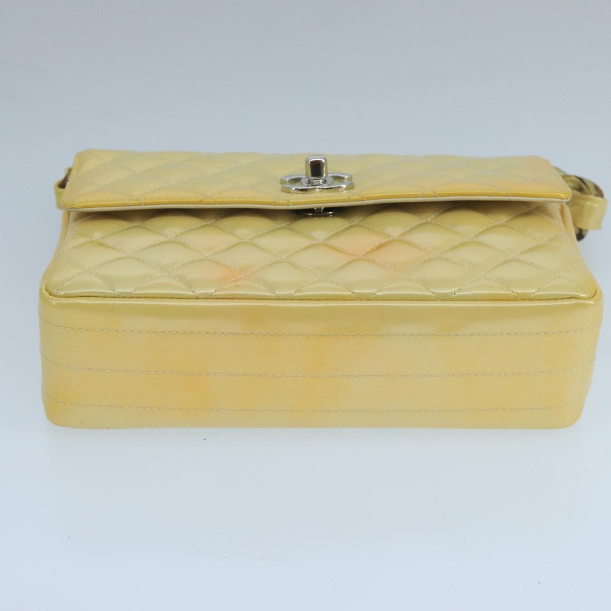 CHANEL Matelasse Hand Bag Patent leather Yellow CC 102023A