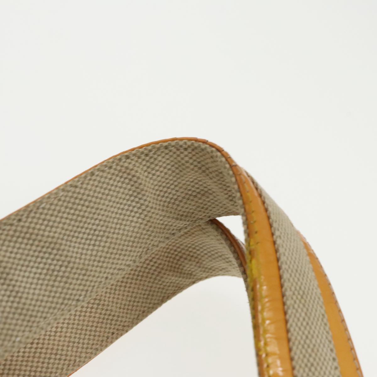 CHANEL Camelia Hand Bag Canvas Beige Silver CC 102317