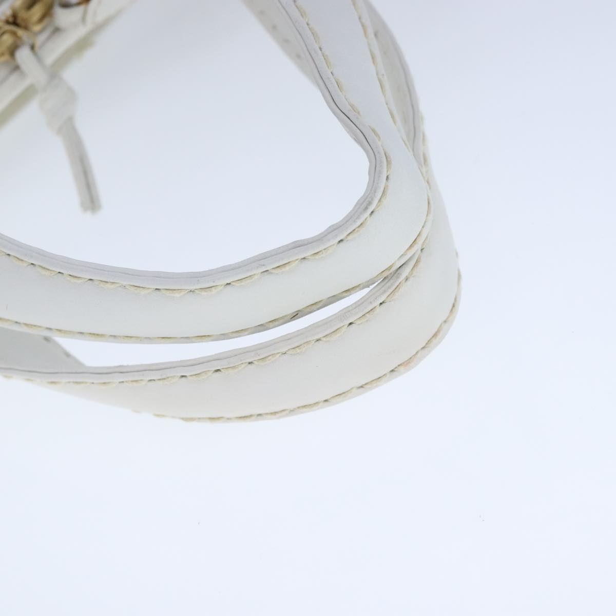 CHANEL Matelasse Wild Stitch Hand Bag Leather White Gold CC 102622