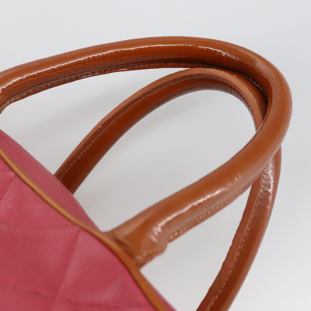 CHANEL Boston Bag Leather Red Silver CC 102690