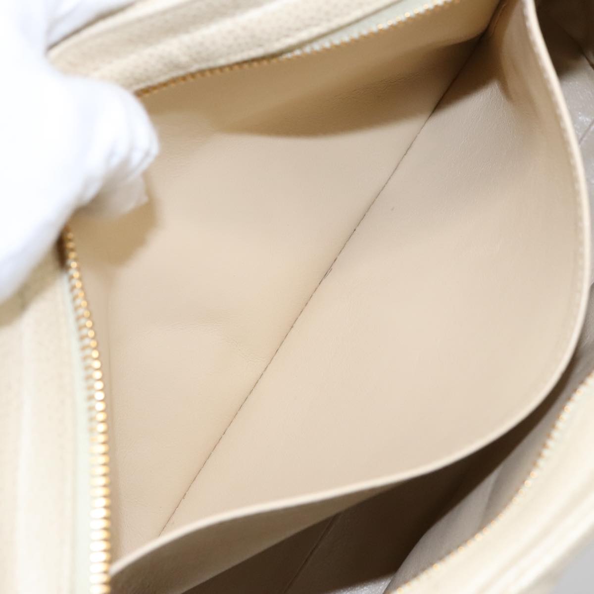 CHANEL Matelasse Chain Hand Bag Caviar Skin Beige Gold CC 102830