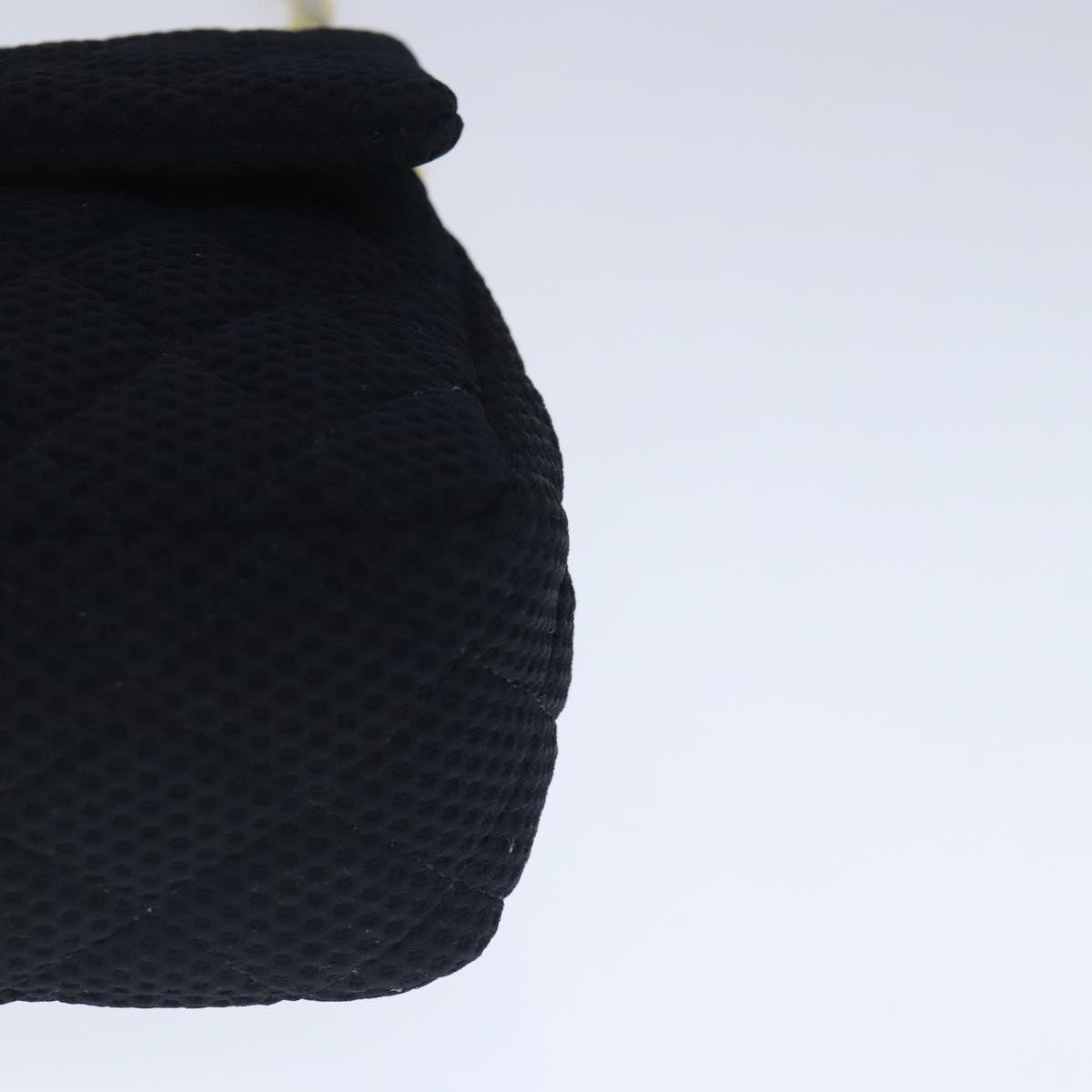 CHANEL Matelasse Mesh Chain Hand Bag Cotton Black CC 102881A