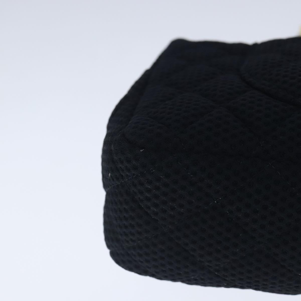 CHANEL Matelasse Mesh Chain Hand Bag Cotton Black CC 102881A