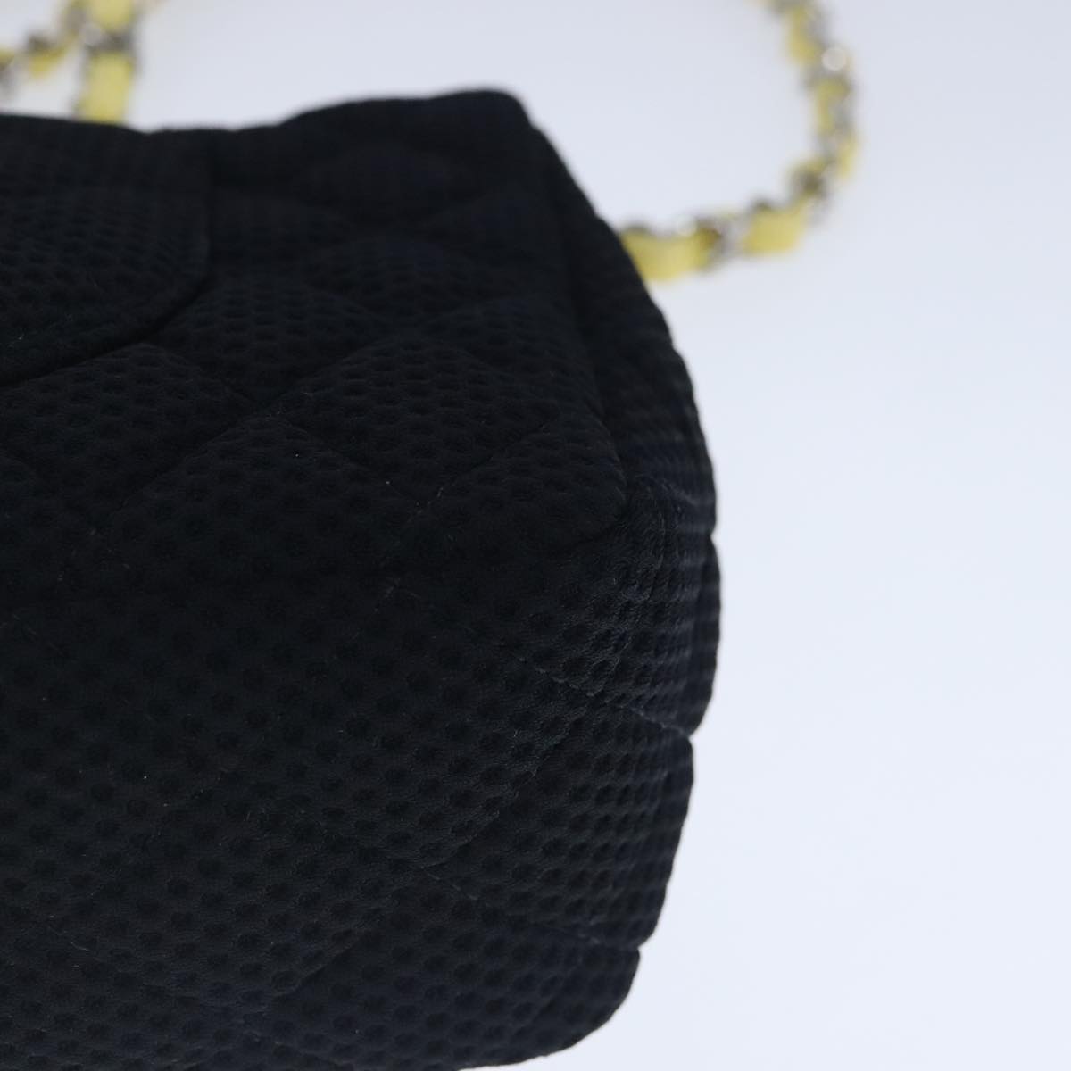 CHANEL Matelasse Mesh Chain Hand Bag Cotton Black CC 102881A