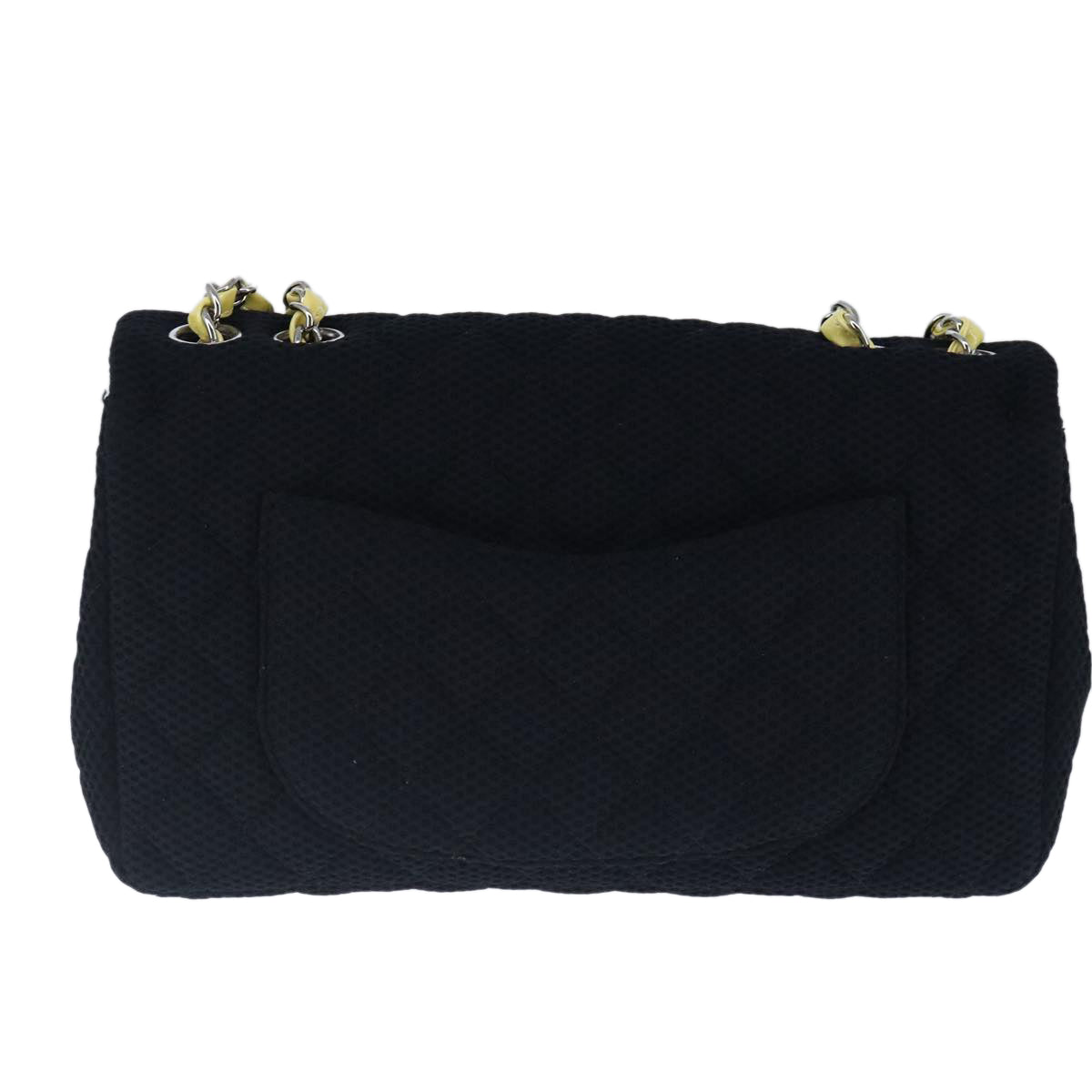 CHANEL Matelasse Mesh Chain Hand Bag Cotton Black CC 102881A