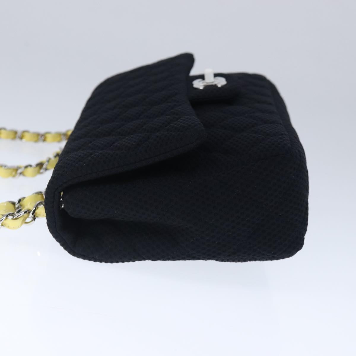 CHANEL Matelasse Mesh Chain Hand Bag Cotton Black CC 102881A