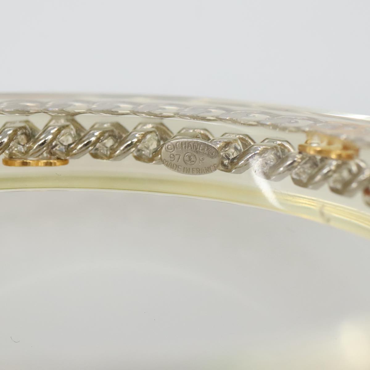 CHANEL Chain Bracelet plastic Clear CC 102913