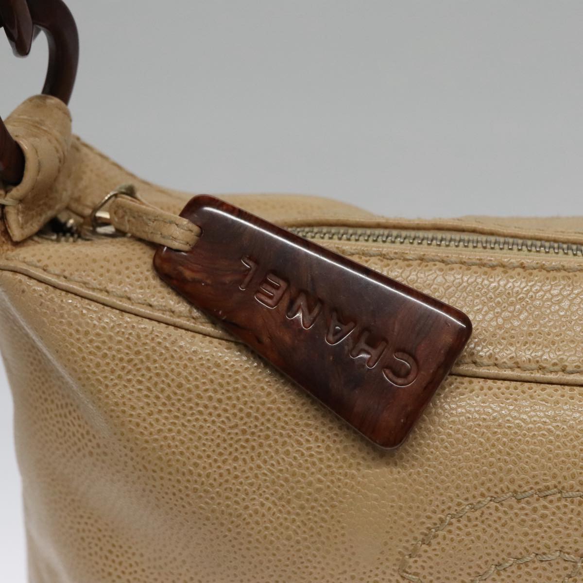 CHANEL COCO Mark Shoulder Bag Caviar Skin Beige CC 102917