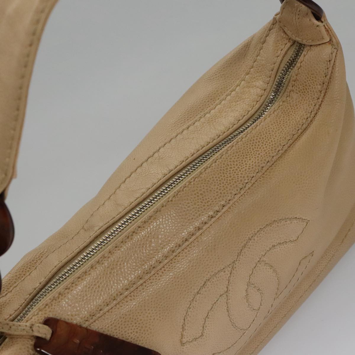CHANEL COCO Mark Shoulder Bag Caviar Skin Beige CC 102917