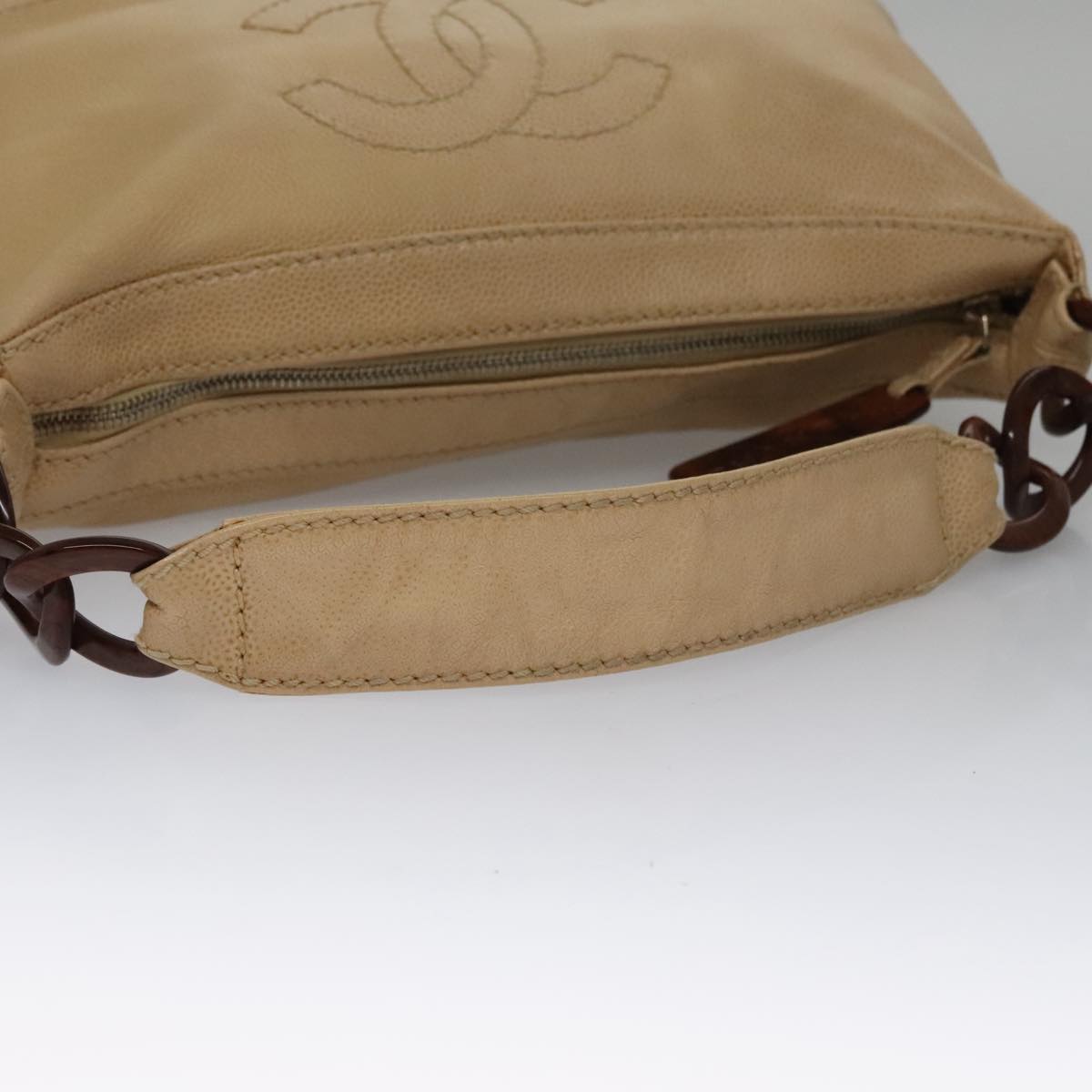 CHANEL COCO Mark Shoulder Bag Caviar Skin Beige CC 102917