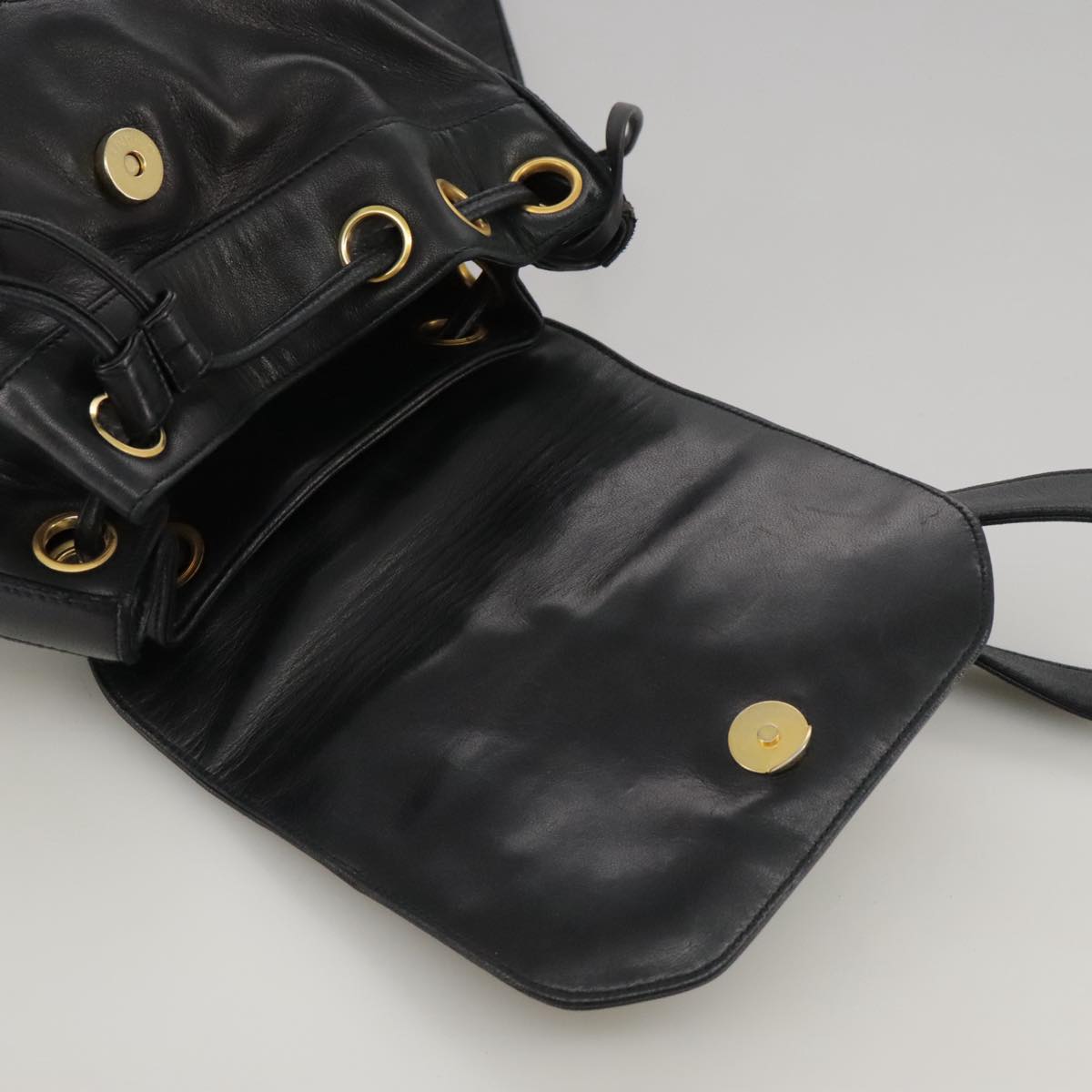 CHANEL COCO Mark Chain Body Bag Lamb Skin Black CC 102945