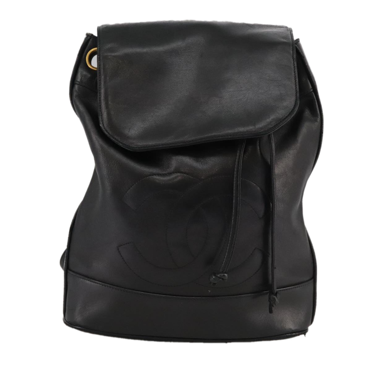 CHANEL COCO Mark Chain Body Bag Lamb Skin Black CC 102945