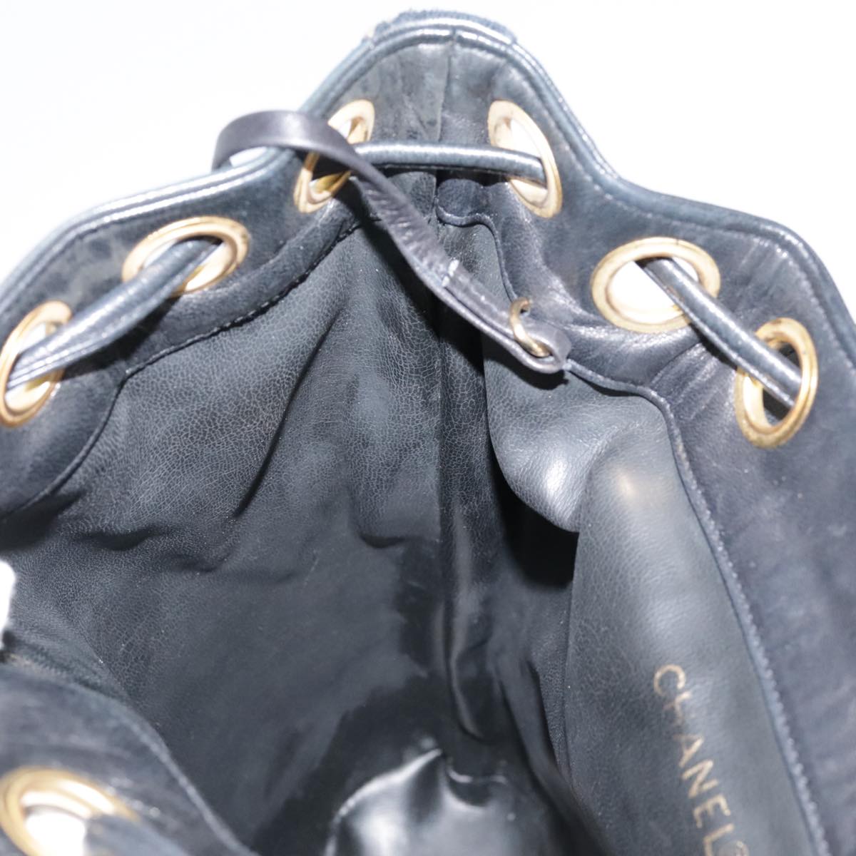 CHANEL COCO Mark Chain Body Bag Lamb Skin Black CC 102945