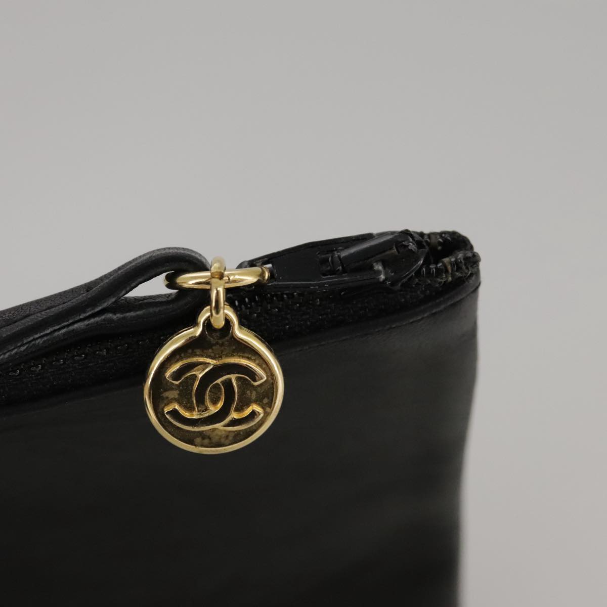 CHANEL COCO Mark Chain Body Bag Lamb Skin Black CC 102945