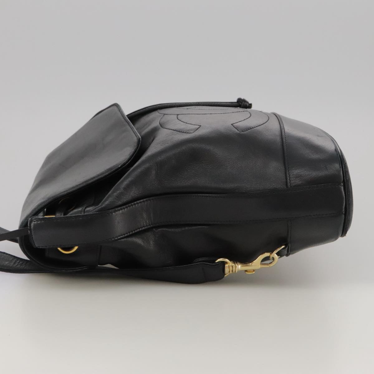 CHANEL COCO Mark Chain Body Bag Lamb Skin Black CC 102945