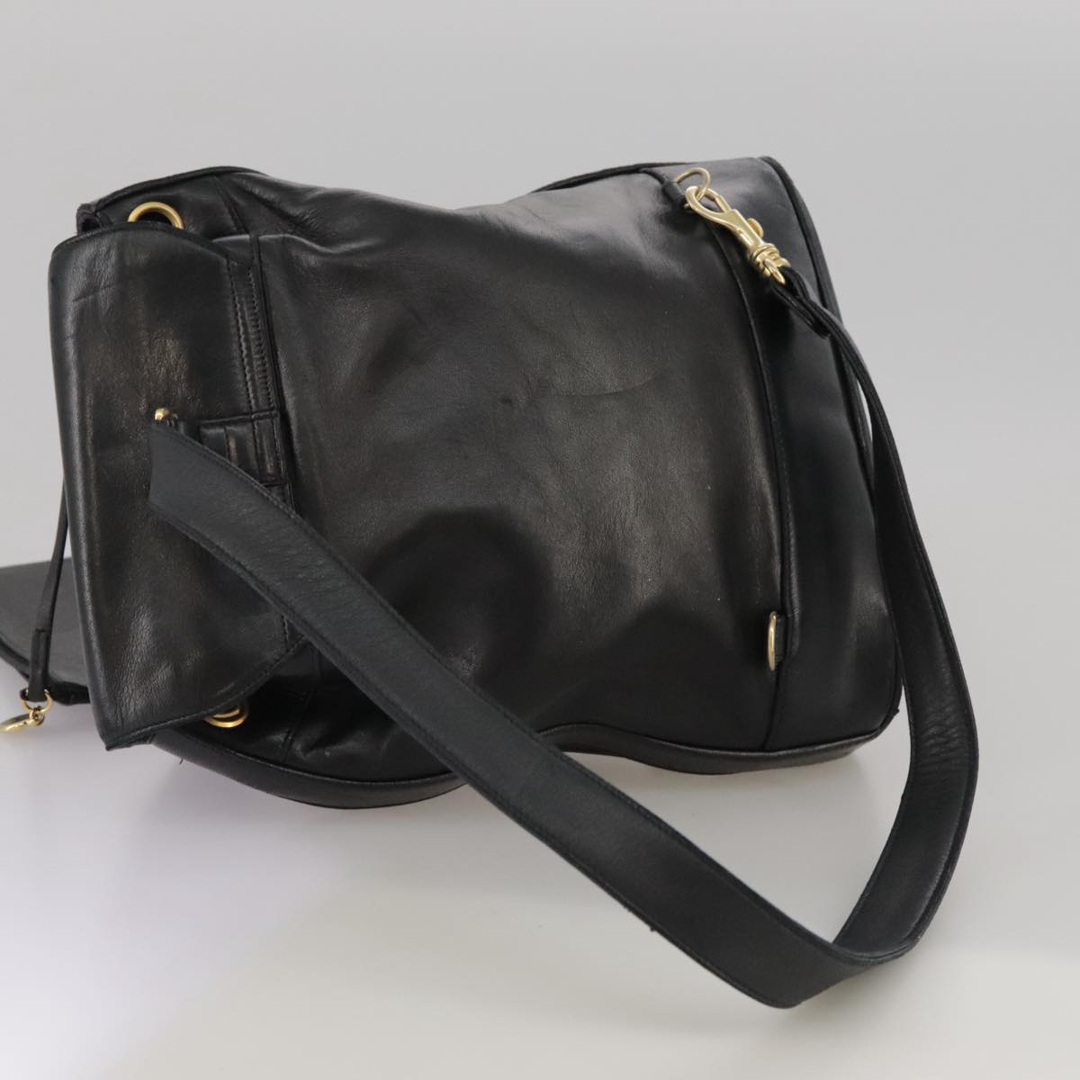 CHANEL COCO Mark Chain Body Bag Lamb Skin Black CC 102945