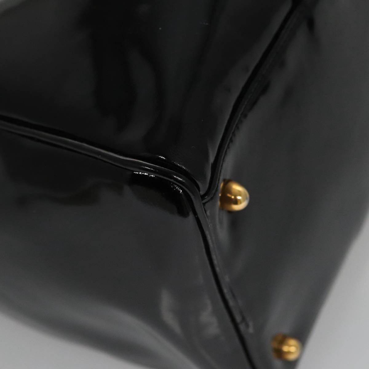 CHANEL Boston Bag Patent leather 2way Black Gold CC 102998